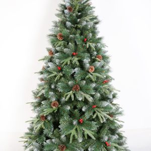 Cây thông Noel 3 lá, phủ tuyết, gắn quả thông (1m8)